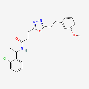 molecular formula C22H24ClN3O3 B6140953 N-[1-(2-chlorophenyl)ethyl]-3-{5-[2-(3-methoxyphenyl)ethyl]-1,3,4-oxadiazol-2-yl}propanamide 