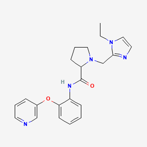 molecular formula C22H25N5O2 B6140992 1-[(1-ethyl-1H-imidazol-2-yl)methyl]-N-[2-(3-pyridinyloxy)phenyl]prolinamide 