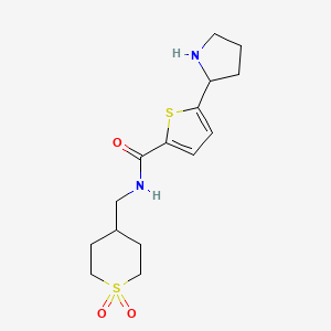 molecular formula C15H22N2O3S2 B6140997 N-[(1,1-dioxidotetrahydro-2H-thiopyran-4-yl)methyl]-5-(2-pyrrolidinyl)-2-thiophenecarboxamide trifluoroacetate 