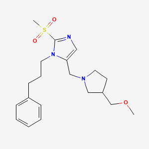 molecular formula C20H29N3O3S B6141061 5-{[3-(methoxymethyl)-1-pyrrolidinyl]methyl}-2-(methylsulfonyl)-1-(3-phenylpropyl)-1H-imidazole 