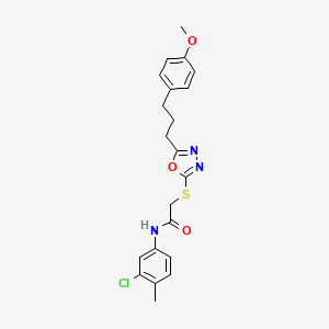 molecular formula C21H22ClN3O3S B6141065 N-(3-chloro-4-methylphenyl)-2-({5-[3-(4-methoxyphenyl)propyl]-1,3,4-oxadiazol-2-yl}thio)acetamide 