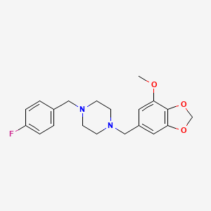 molecular formula C20H23FN2O3 B6141098 1-(4-fluorobenzyl)-4-[(7-methoxy-1,3-benzodioxol-5-yl)methyl]piperazine 