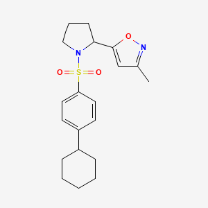 molecular formula C20H26N2O3S B6141151 5-{1-[(4-cyclohexylphenyl)sulfonyl]-2-pyrrolidinyl}-3-methylisoxazole 