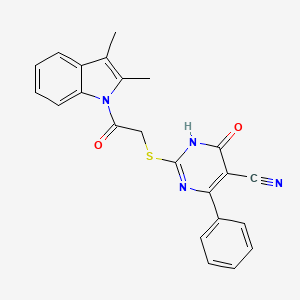 2-{[2-(2,3-dimethyl-1H-indol-1-yl)-2-oxoethyl]thio}-4-hydroxy-6-phenyl-5-pyrimidinecarbonitrile