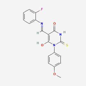 5-{[(2-fluorophenyl)amino]methylene}-1-(4-methoxyphenyl)-2-thioxodihydro-4,6(1H,5H)-pyrimidinedione