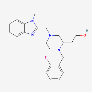 molecular formula C22H27FN4O B6141218 2-{1-(2-fluorobenzyl)-4-[(1-methyl-1H-benzimidazol-2-yl)methyl]-2-piperazinyl}ethanol 