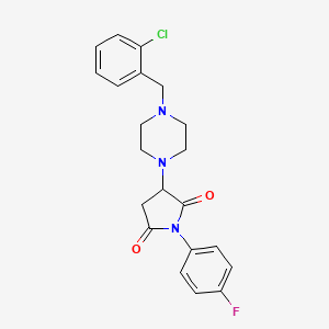 molecular formula C21H21ClFN3O2 B6141247 3-[4-(2-chlorobenzyl)-1-piperazinyl]-1-(4-fluorophenyl)-2,5-pyrrolidinedione 