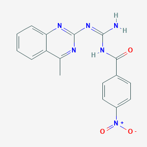 molecular formula C17H14N6O3 B6141248 N-{amino[(4-methyl-2-quinazolinyl)amino]methylene}-4-nitrobenzamide 