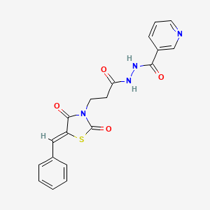 molecular formula C19H16N4O4S B6141249 N'-[3-(5-benzylidene-2,4-dioxo-1,3-thiazolidin-3-yl)propanoyl]nicotinohydrazide 