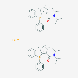 molecular formula C48H54FeN2O2P2+2 B061413 (R)-(+)-1,1'-双(二苯基膦基)-2,2'-双(N,N-二异丙基酰胺基)二茂铁，(R)-CTH-JAFAPhos CAS No. 191803-52-8