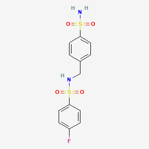 molecular formula C13H13FN2O4S2 B6141346 N-[4-(aminosulfonyl)benzyl]-4-fluorobenzenesulfonamide CAS No. 333442-92-5