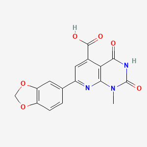 molecular formula C16H11N3O6 B6141780 7-(1,3-dioxaindan-5-yl)-1-methyl-2,4-dioxo-1H,2H,3H,4H-pyrido[2,3-d]pyrimidine-5-carboxylic acid CAS No. 879303-83-0