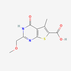 molecular formula C10H10N2O4S B6142357 2-(methoxymethyl)-5-methyl-4-oxo-3H,4H-thieno[2,3-d]pyrimidine-6-carboxylic acid CAS No. 146628-90-2