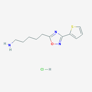 molecular formula C11H16ClN3OS B6142522 5-[3-(thiophen-2-yl)-1,2,4-oxadiazol-5-yl]pentan-1-amine hydrochloride CAS No. 1052552-32-5