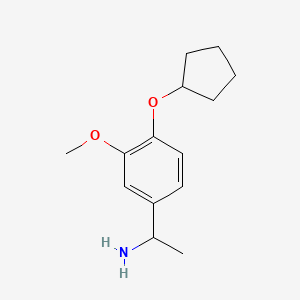 molecular formula C14H21NO2 B6142750 1-[4-(cyclopentyloxy)-3-methoxyphenyl]ethan-1-amine CAS No. 954265-01-1