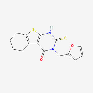 molecular formula C15H14N2O2S2 B6142956 4-(furan-2-ylmethyl)-5-sulfanyl-8-thia-4,6-diazatricyclo[7.4.0.0,2,7]trideca-1(9),2(7),5-trien-3-one CAS No. 588696-95-1