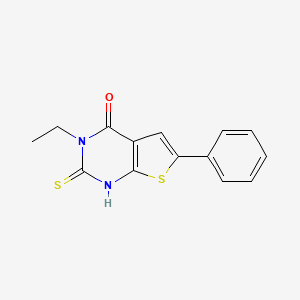 molecular formula C14H12N2OS2 B6143147 3-ethyl-6-phenyl-2-sulfanyl-3H,4H-thieno[2,3-d]pyrimidin-4-one CAS No. 610275-61-1
