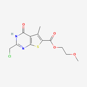 molecular formula C12H13ClN2O4S B6143165 2-methoxyethyl 2-(chloromethyl)-5-methyl-4-oxo-3H,4H-thieno[2,3-d]pyrimidine-6-carboxylate CAS No. 727705-96-6