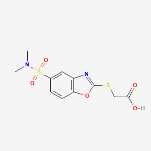 molecular formula C11H12N2O5S2 B6143223 2-{[5-(dimethylsulfamoyl)-1,3-benzoxazol-2-yl]sulfanyl}acetic acid CAS No. 750624-70-5