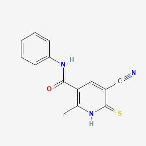molecular formula C14H11N3OS B6143389 5-cyano-2-methyl-N-phenyl-6-sulfanylpyridine-3-carboxamide CAS No. 301298-00-0