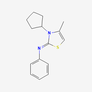 molecular formula C15H18N2S B6143534 3-cyclopentyl-4-methyl-N-phenyl-2,3-dihydro-1,3-thiazol-2-imine CAS No. 454237-73-1