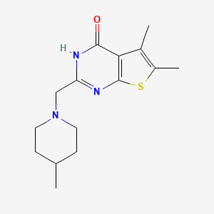 molecular formula C15H21N3OS B6143575 5,6-dimethyl-2-[(4-methylpiperidin-1-yl)methyl]-3H,4H-thieno[2,3-d]pyrimidin-4-one CAS No. 732987-51-8