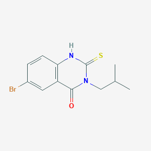 molecular formula C12H13BrN2OS B6143688 6-bromo-3-(2-methylpropyl)-2-sulfanyl-3,4-dihydroquinazolin-4-one CAS No. 795290-90-3