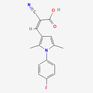 molecular formula C16H13FN2O2 B6143694 2-cyano-3-[1-(4-fluorophenyl)-2,5-dimethyl-1H-pyrrol-3-yl]prop-2-enoic acid CAS No. 733030-69-8