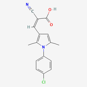molecular formula C16H13ClN2O2 B6143700 3-[1-(4-chlorophenyl)-2,5-dimethyl-1H-pyrrol-3-yl]-2-cyanoprop-2-enoic acid CAS No. 733030-70-1