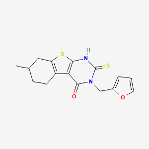 4-(furan-2-ylmethyl)-11-methyl-5-sulfanyl-8-thia-4,6-diazatricyclo[7.4.0.0,2,7]trideca-1(9),2(7),5-trien-3-one