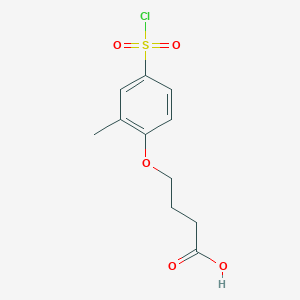 molecular formula C11H13ClO5S B6143760 4-[4-(chlorosulfonyl)-2-methylphenoxy]butanoic acid CAS No. 56359-14-9