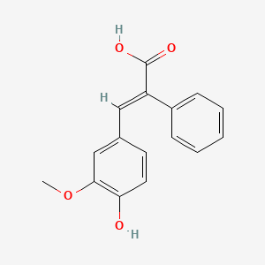 molecular formula C16H14O4 B6143898 3-(4-hydroxy-3-methoxyphenyl)-2-phenylprop-2-enoic acid CAS No. 873442-69-4