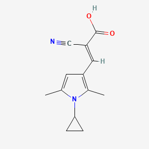 molecular formula C13H14N2O2 B6143926 2-cyano-3-(1-cyclopropyl-2,5-dimethyl-1H-pyrrol-3-yl)prop-2-enoic acid CAS No. 1164471-51-5
