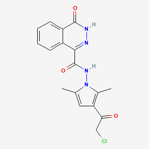 molecular formula C17H15ClN4O3 B6143930 N-[3-(2-chloroacetyl)-2,5-dimethyl-1H-pyrrol-1-yl]-4-oxo-3,4-dihydrophthalazine-1-carboxamide CAS No. 790271-02-2