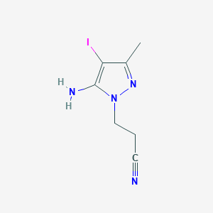 3-(5-imino-4-iodo-3-methyl-2,5-dihydro-1H-pyrazol-1-yl)propanenitrile