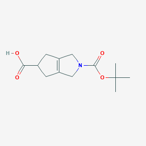 molecular formula C13H19NO4 B6144016 2-[(tert-butoxy)carbonyl]-1H,2H,3H,4H,5H,6H-cyclopenta[c]pyrrole-5-carboxylic acid CAS No. 1049874-41-0
