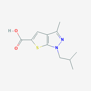 molecular formula C11H14N2O2S B6144238 3-methyl-1-(2-methylpropyl)-1H-thieno[2,3-c]pyrazole-5-carboxylic acid CAS No. 855715-27-4