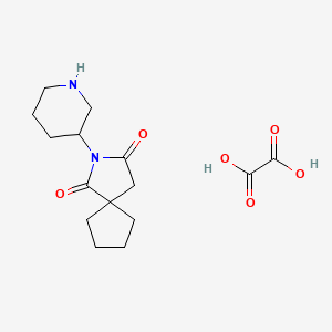 molecular formula C15H22N2O6 B6144243 2-(piperidin-3-yl)-2-azaspiro[4.4]nonane-1,3-dione, oxalic acid CAS No. 1221725-11-6
