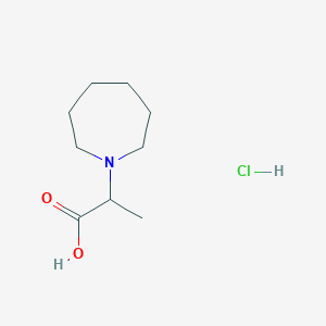 molecular formula C9H18ClNO2 B6144403 2-(氮杂环戊-1-基)丙酸盐酸盐 CAS No. 90949-96-5