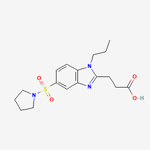 molecular formula C17H23N3O4S B6144462 3-[1-propyl-5-(pyrrolidine-1-sulfonyl)-1H-1,3-benzodiazol-2-yl]propanoic acid CAS No. 749902-33-8