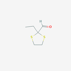 molecular formula C6H10OS2 B6144530 2-ethyl-1,3-dithiolane-2-carbaldehyde CAS No. 33406-20-1
