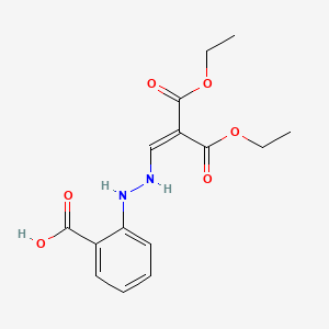 molecular formula C15H18N2O6 B6144601 2-{2-[3-ethoxy-2-(ethoxycarbonyl)-3-oxoprop-1-en-1-yl]hydrazin-1-yl}benzoic acid CAS No. 848178-50-7