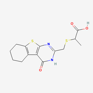 molecular formula C14H16N2O3S2 B6144615 2-[({3-oxo-8-thia-4,6-diazatricyclo[7.4.0.0,2,7]trideca-1(9),2(7),5-trien-5-yl}methyl)sulfanyl]propanoic acid CAS No. 743452-17-7
