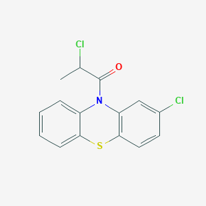 molecular formula C15H11Cl2NOS B6144617 2-chloro-1-(2-chloro-10H-phenothiazin-10-yl)propan-1-one CAS No. 29573-84-0