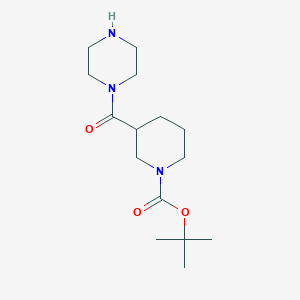 molecular formula C15H27N3O3 B6144629 tert-butyl 3-(piperazine-1-carbonyl)piperidine-1-carboxylate CAS No. 1305712-44-0