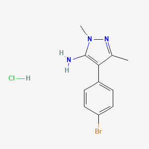 molecular formula C11H13BrClN3 B6144679 4-(4-bromophenyl)-2,5-dimethyl-2,3-dihydro-1H-pyrazol-3-imine hydrochloride CAS No. 1355789-03-5