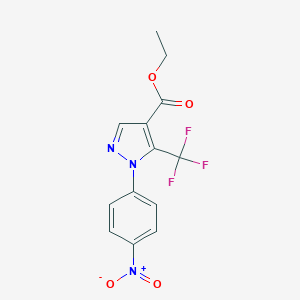 molecular formula C13H10F3N3O4 B061467 Ethyl 1-(4-nitrophenyl)-5-(trifluoromethyl)-1H-pyrazole-4-carboxylate CAS No. 175137-35-6