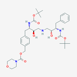 molecular formula C36H54N4O9 B061494 [4-[(2S,3R)-3-hydroxy-4-[[(2R,3S)-2-hydroxy-3-[(2-methylpropan-2-yl)oxycarbonylamino]-4-phenylbutyl]amino]-2-[(2-methylpropan-2-yl)oxycarbonylamino]butyl]phenyl]methyl morpholine-4-carboxylate CAS No. 175233-61-1