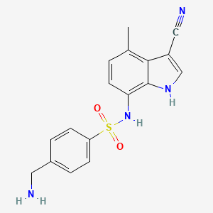 4-(aminomethyl)-N-(3-cyano-4-methyl-1H-indol-7-yl)benzene-1-sulfonamide