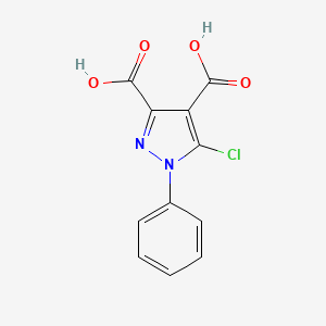 molecular formula C11H7ClN2O4 B6155896 5-chloro-1-phenyl-1H-pyrazole-3,4-dicarboxylic acid CAS No. 54367-68-9